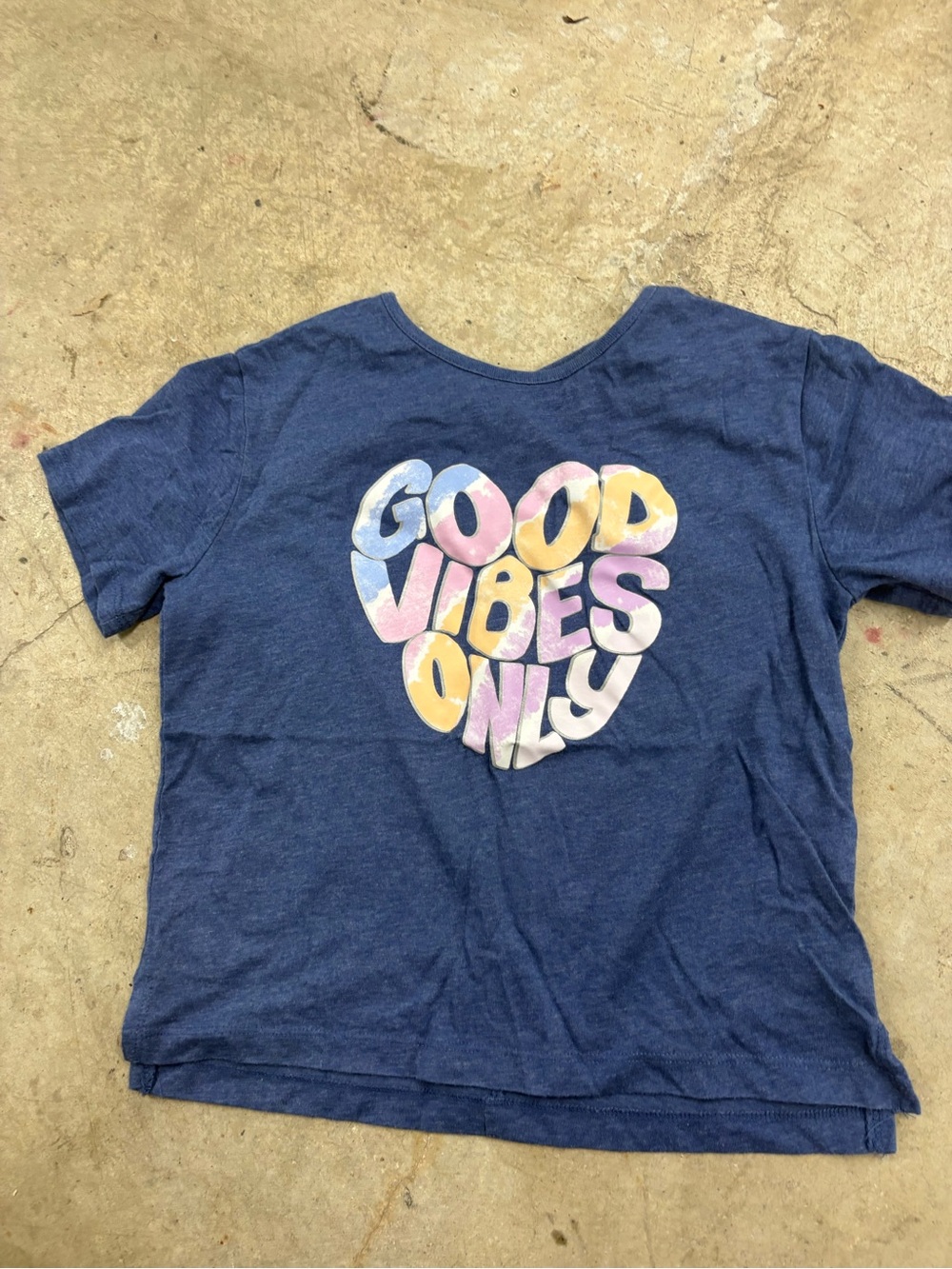 Carter's Girls Blue Good Vibes Heart Graphic The French Co Keyhole Back Tee 7/7A